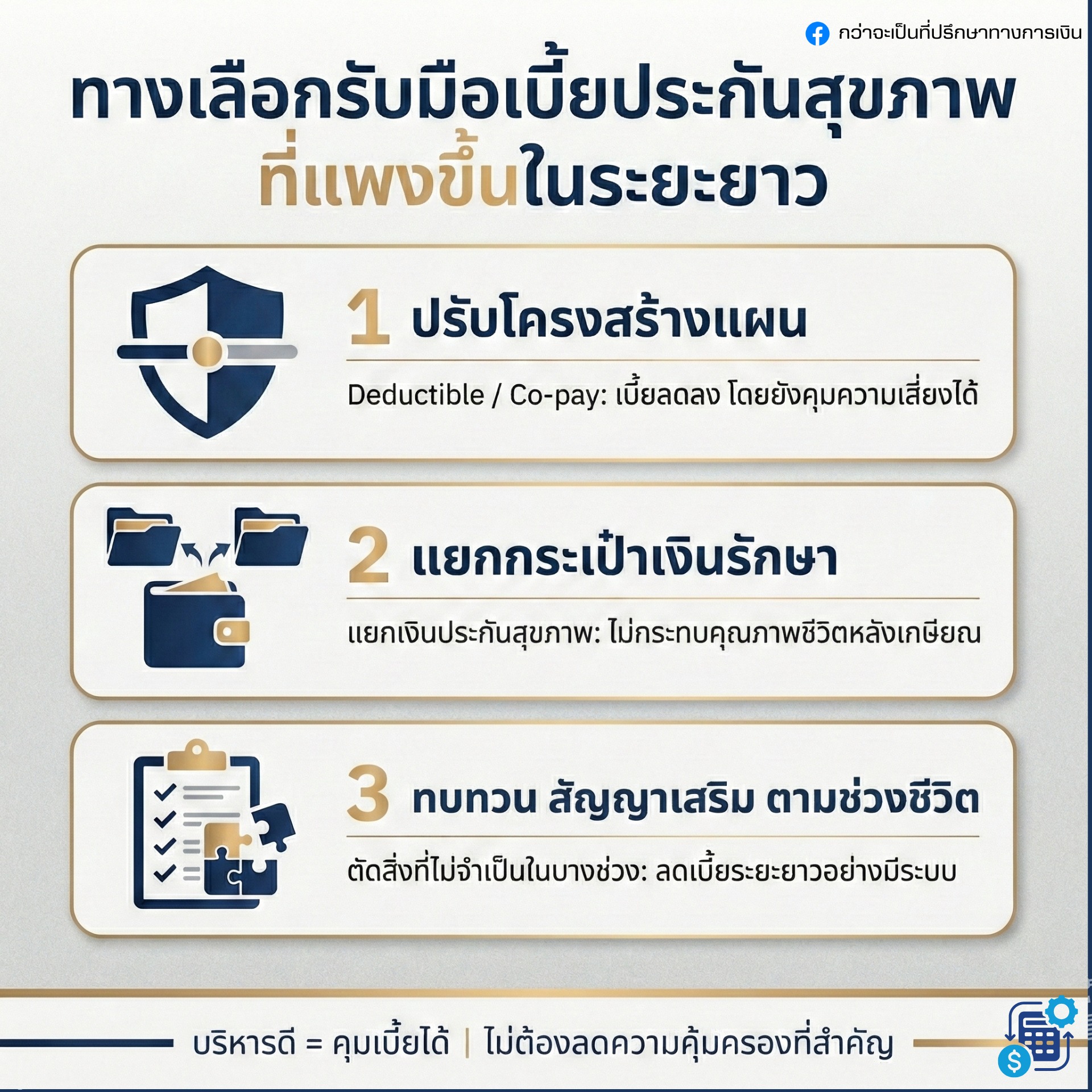 ทางเลือกการรับมือเบี้ยประกันสุขภาพที่สูงขึ้น ในระยะยาว