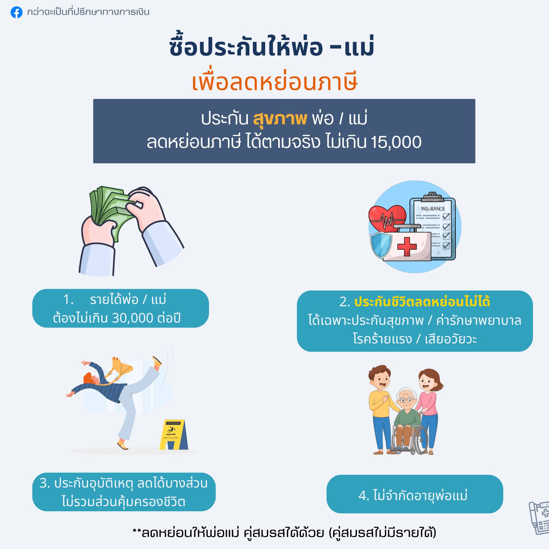 💡ก่อนซื้อประกันให้พ่อแม่เพื่อลดหย่อนภาษี...
